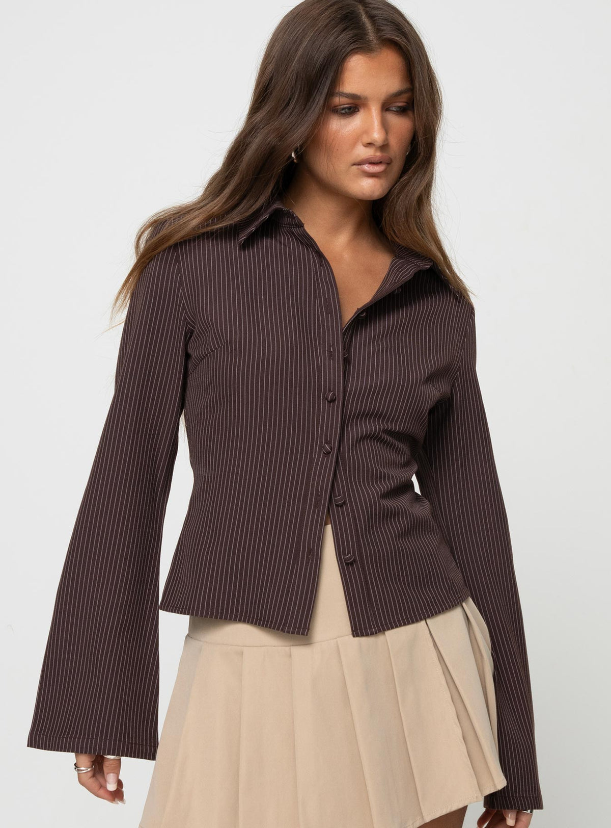 Anni Pinstripe Shirt Brown
