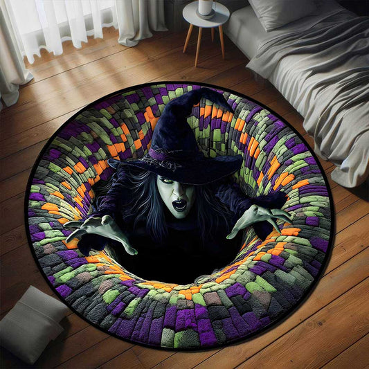 Witch Halloween 3D Printed Rug, Halloween Round Mat, Halloween Home Decor UKTZ5150904