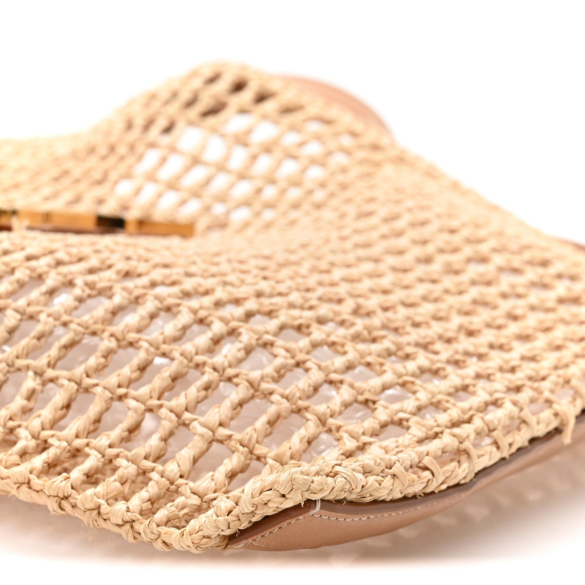 Raffia Calfskin Oxalis Shoulder Bag Naturale Vintage Brown