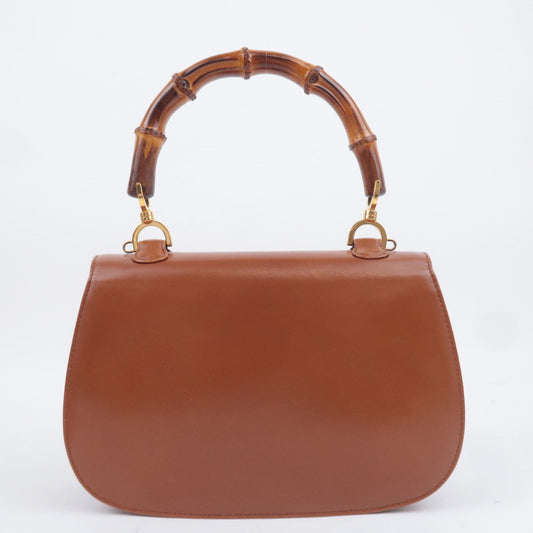 GUCCI Bamboo 2Way Leather Handbag Brown 000.2046.0633