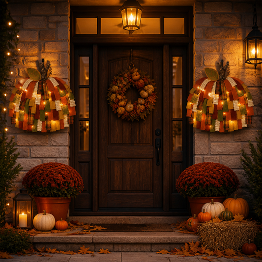๐Handmade Patchwork Pumpkin Door Hanger - Rustic Fall & Thanksgiving Home Decor๐