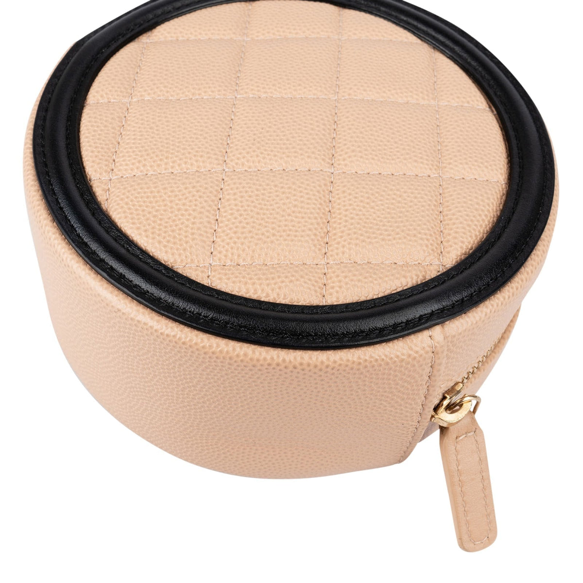 Chanel Quilted Caviar Leather CC Filigree Round Crossbody Bag
