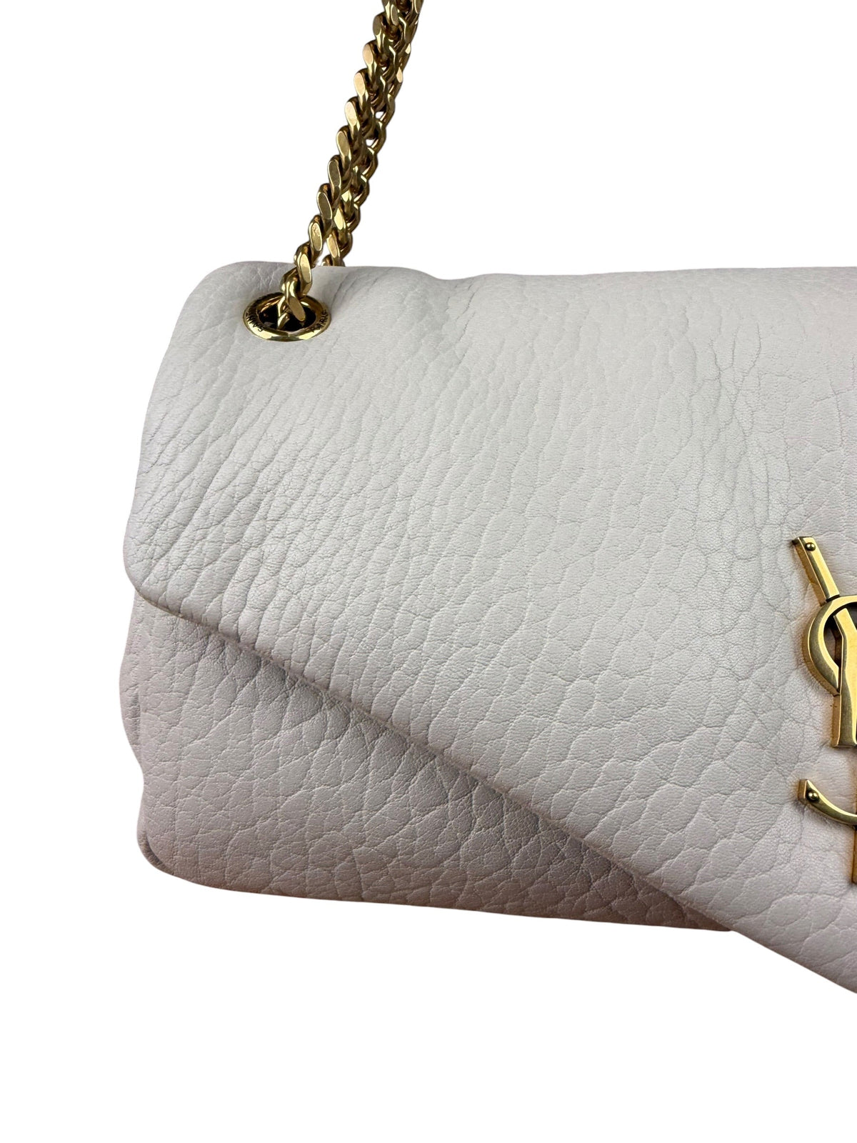 YSL Calypso Ivory Leather Soft Flap Bag