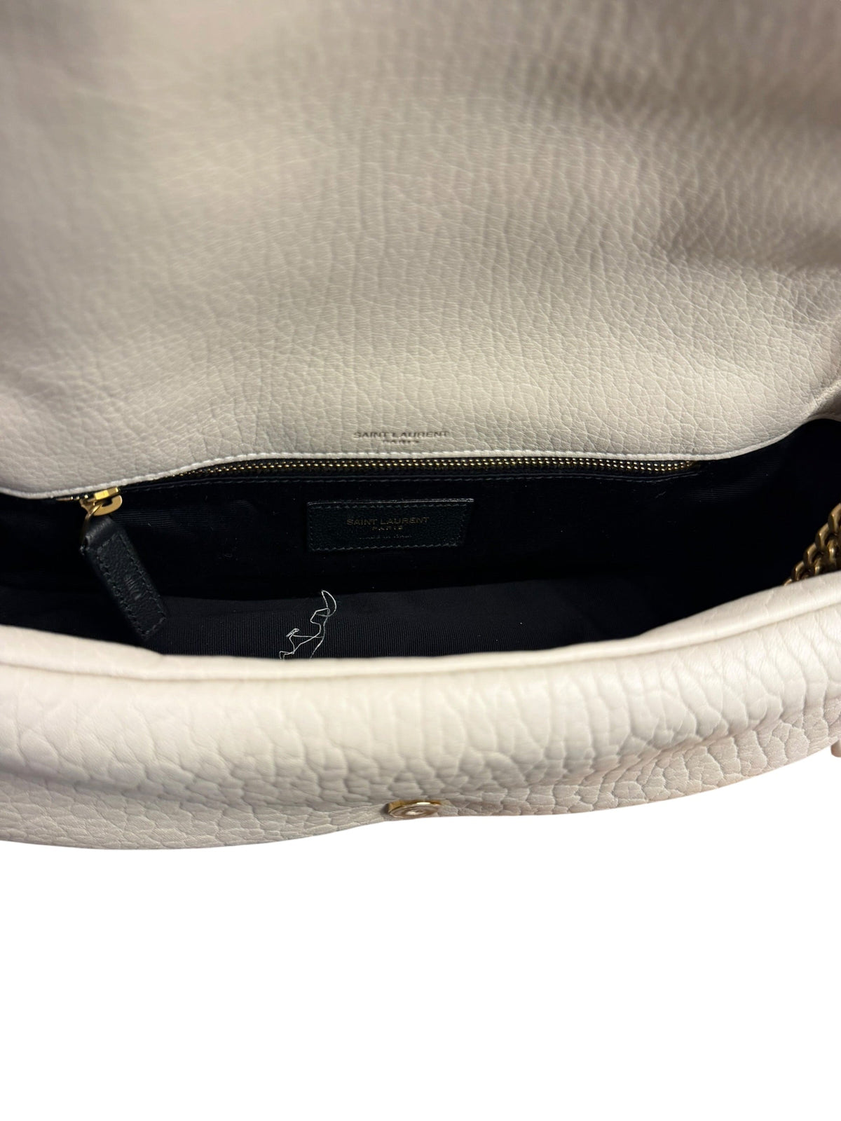 YSL Calypso Ivory Leather Soft Flap Bag