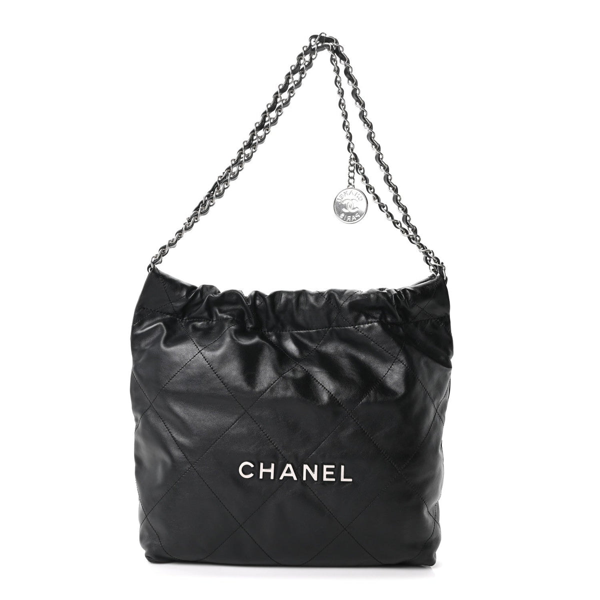 Shiny Calfskin Quilted Small Chanel 22 Black