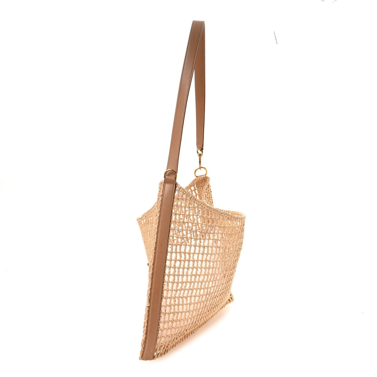 Raffia Calfskin Oxalis Shoulder Bag Naturale Vintage Brown
