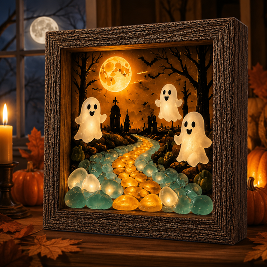 🎃DIY Lighted Halloween Shadow Box Kit – Warm LED Fall Decor & Easy Seasonal Craft