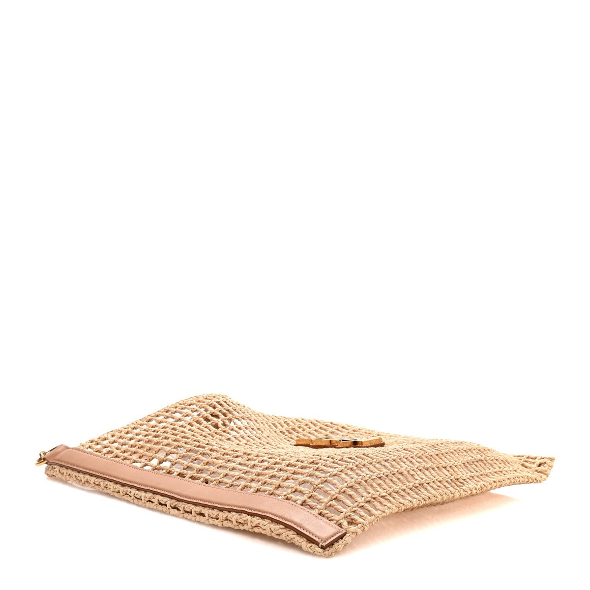 Raffia Calfskin Oxalis Shoulder Bag Naturale Vintage Brown