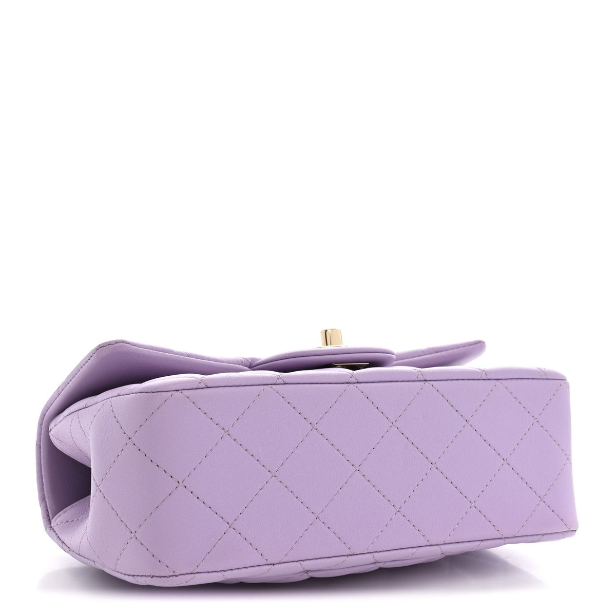 Lambskin Quilted Mini Top Handle Rectangular Flap Light Purple
