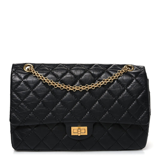 Aged Calfskin Quilted 2.55 Reissue 226 Flap Black