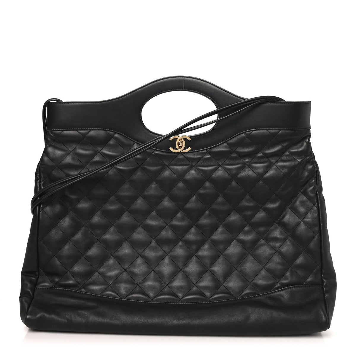 Lambskin Quilted Large 31 Shopping Bag Black