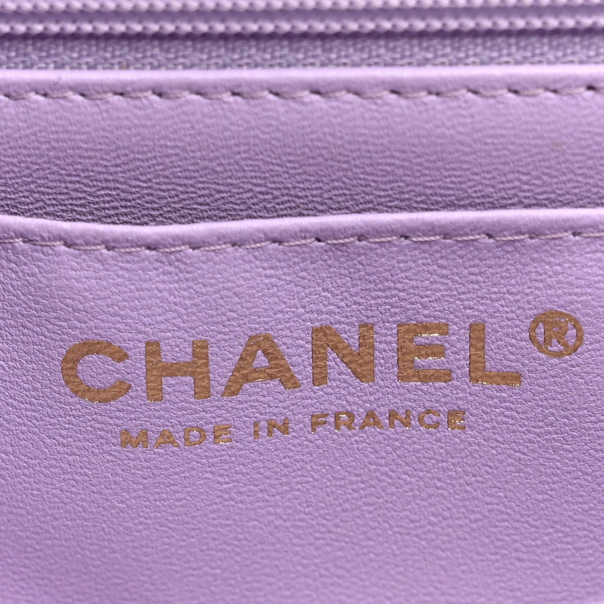 Lambskin Quilted Mini Top Handle Rectangular Flap Light Purple