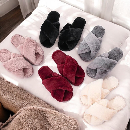 Nordic Cozy Cross Band Slippers