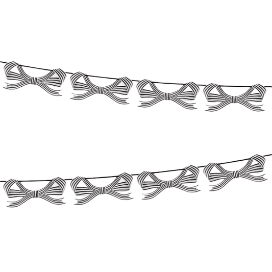 Black & White Stripy Bow Garland