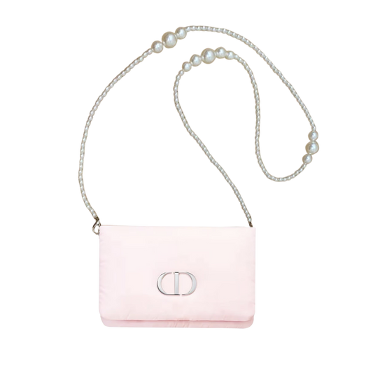 Dior Pink Pouch with Pearl Chain Strap