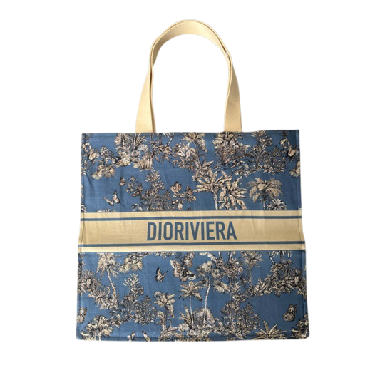 Dior Christian Dior Butterfly & Floral Dioriviera Tote Bag - Blue