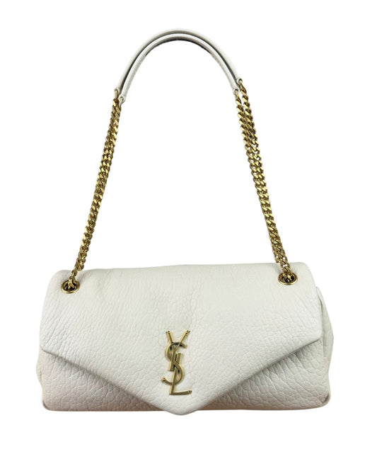YSL Calypso Ivory Leather Soft Flap Bag