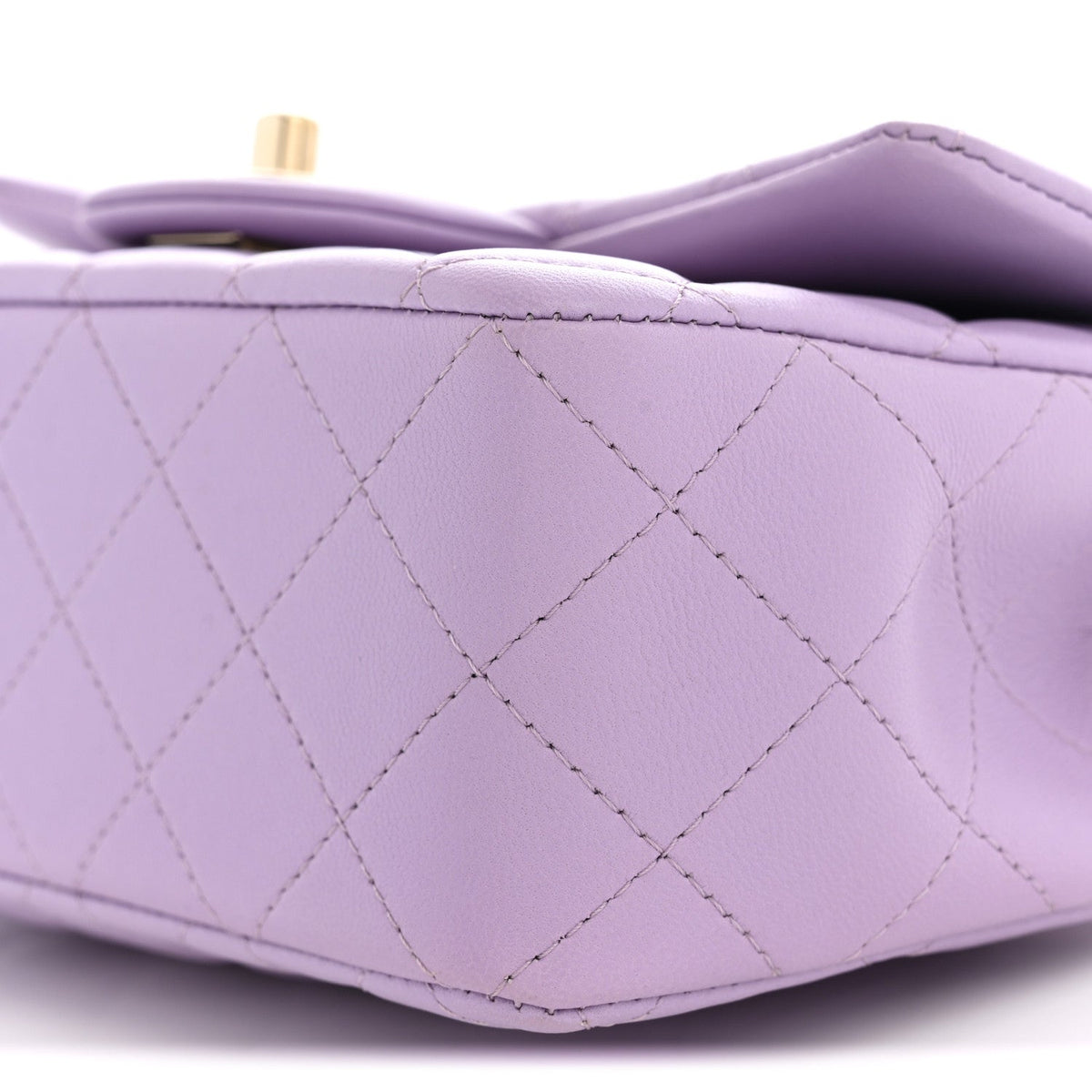 Lambskin Quilted Mini Top Handle Rectangular Flap Light Purple