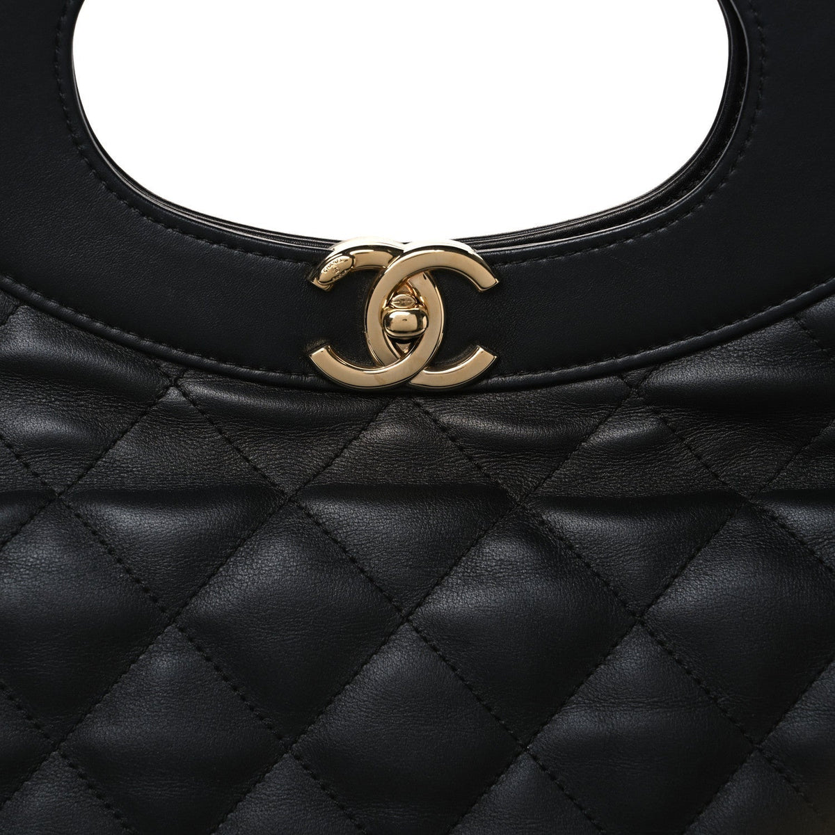 Lambskin Quilted Large 31 Shopping Bag Black