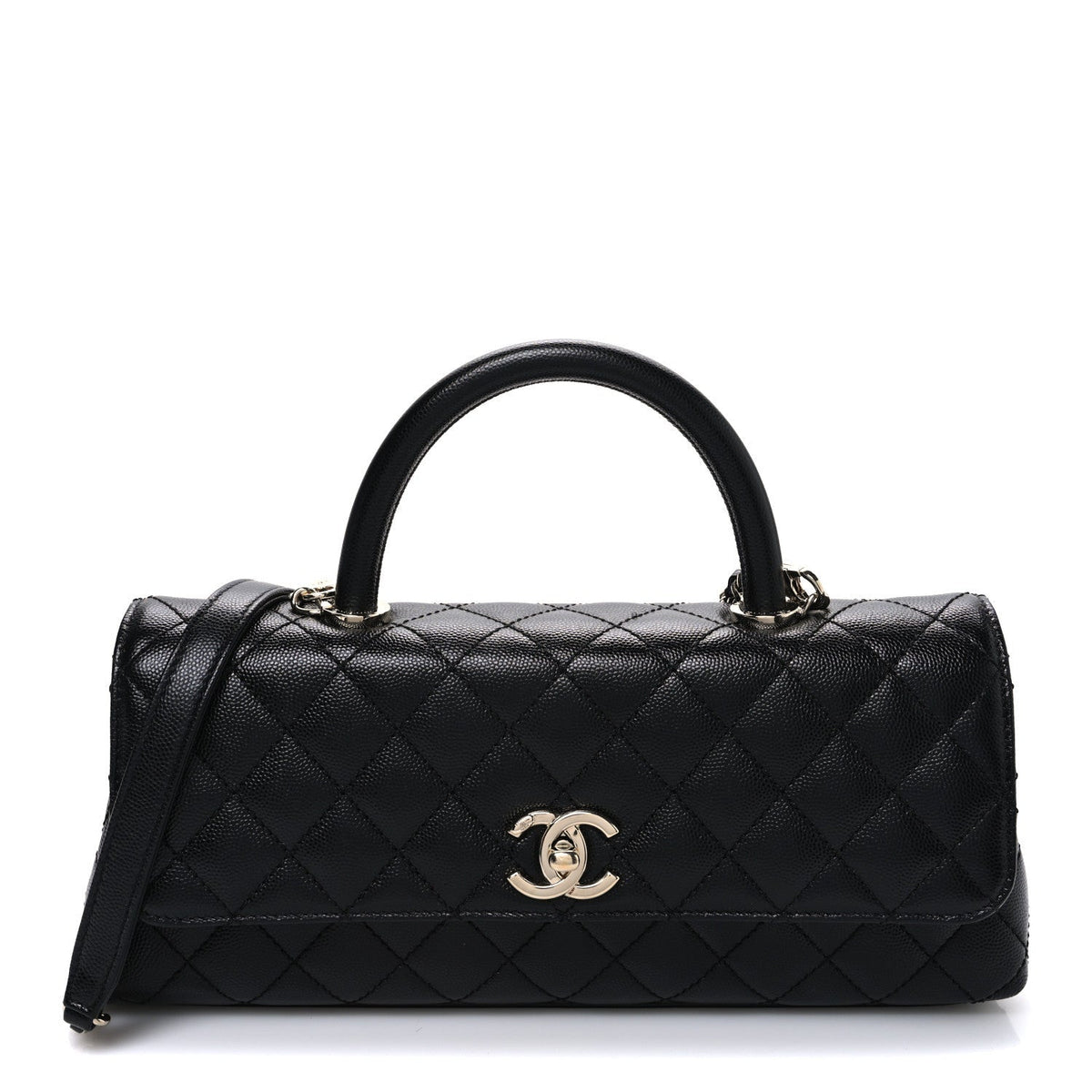 Caviar Quilted Maxi East West Coco Handle Flap Black Black Black