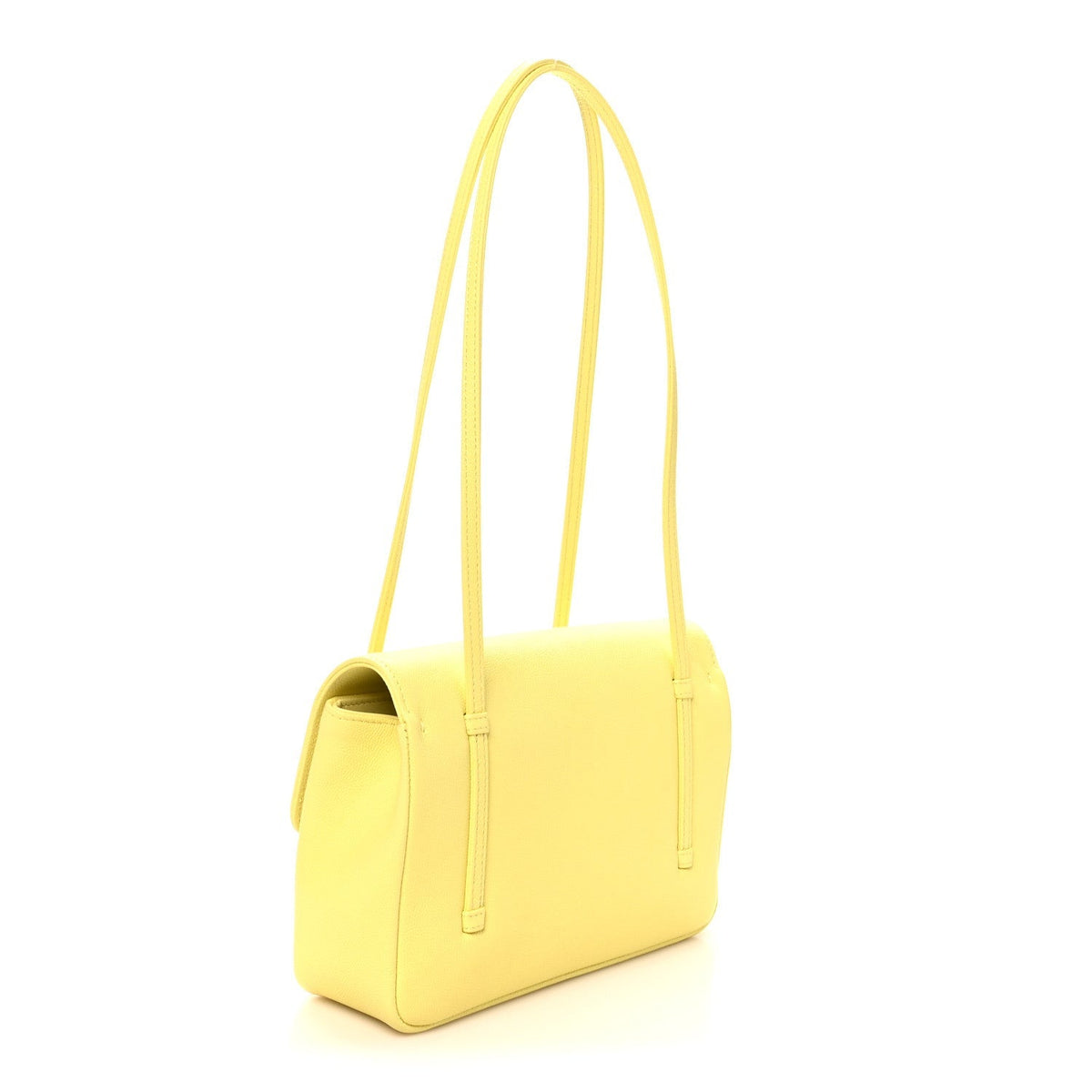 Shiny Caviar Preppy Coco Small Flap Light Yellow