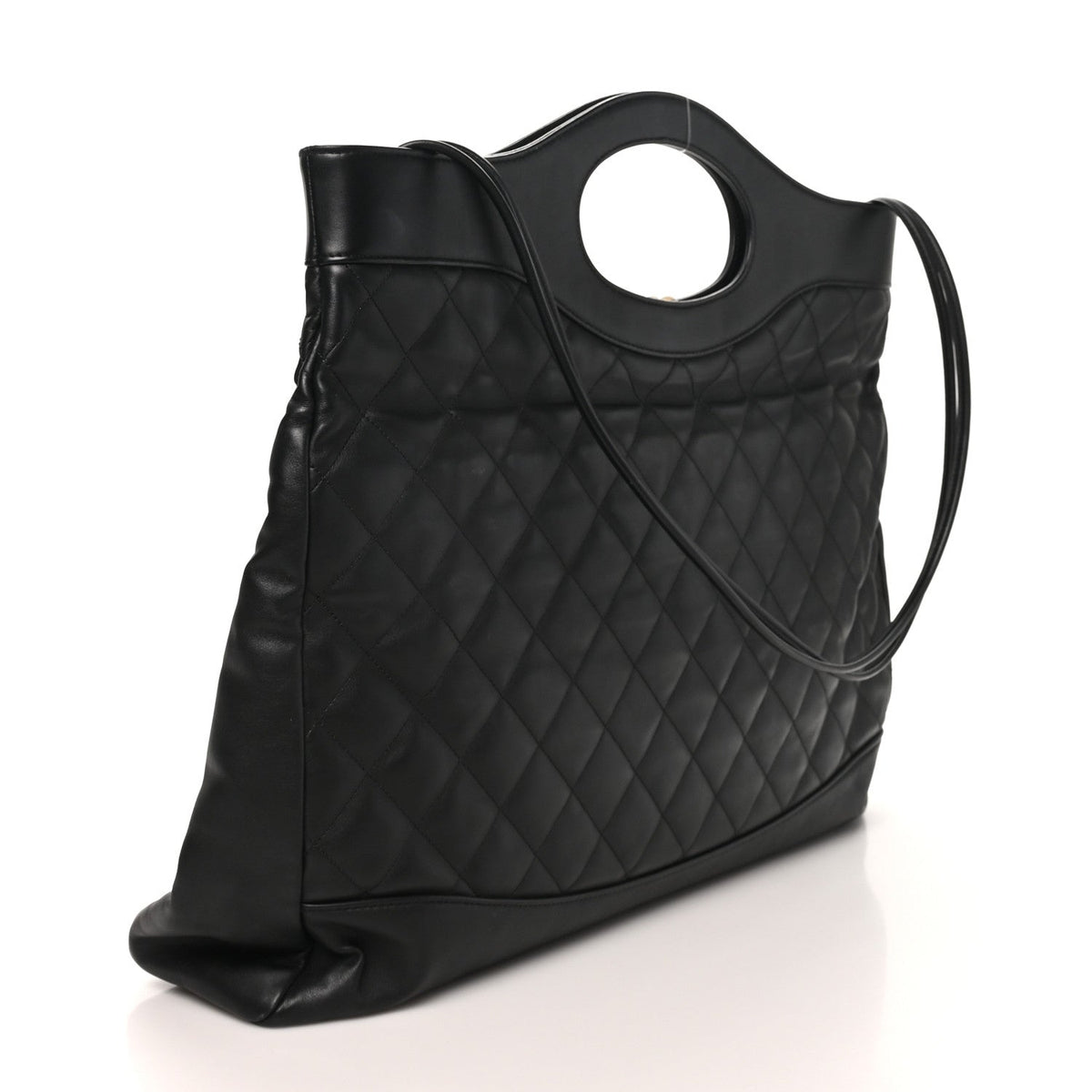 Lambskin Quilted Large 31 Shopping Bag Black