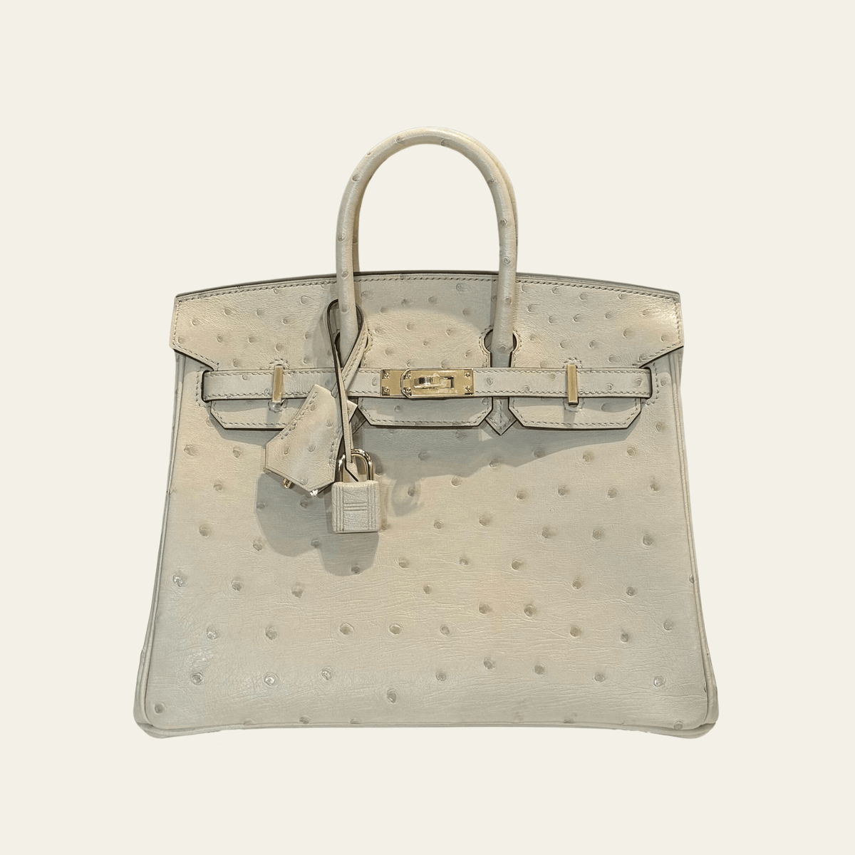 Hermès 3C Parchemin Birkin 25 Ostrich Gold Hardware