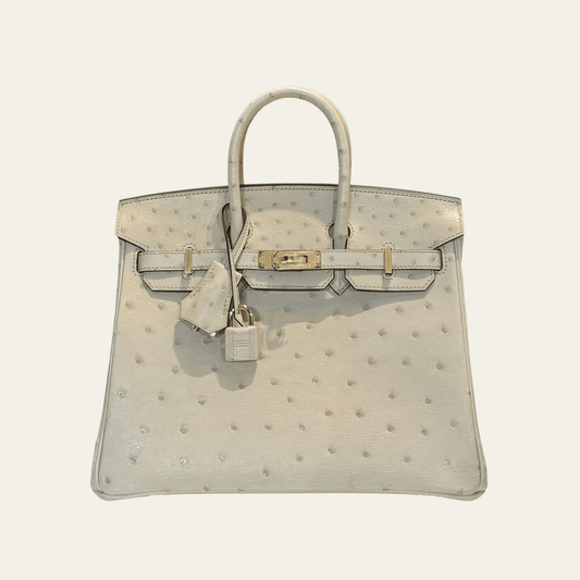 Hermès 3C Parchemin Birkin 25 Ostrich Gold Hardware