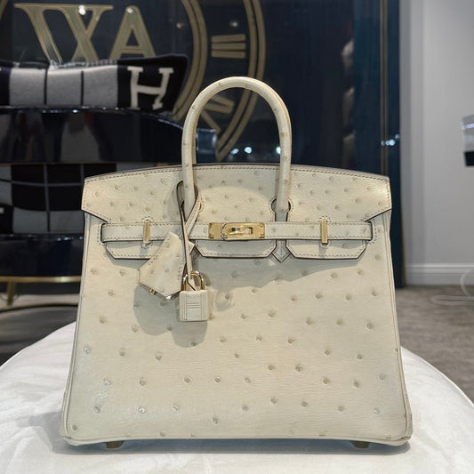 Hermès 3C Parchemin Birkin 25 Ostrich Gold Hardware