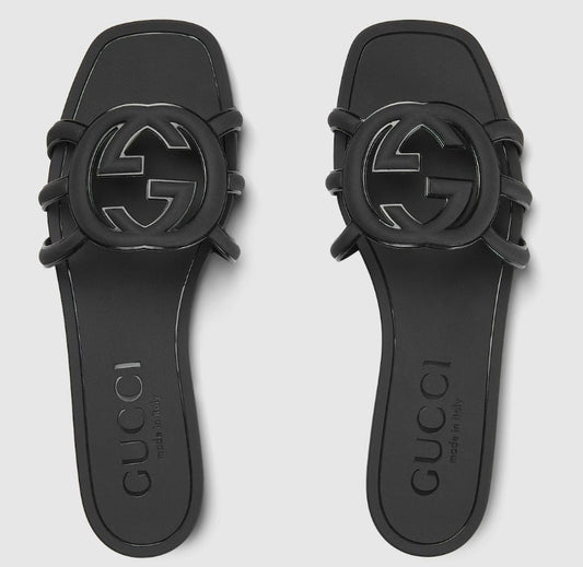 Minimal Luxe Double G Logo Slides – Chic Everyday Flat Sandals