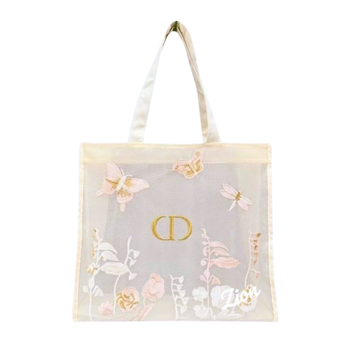 Dior Beauty Embroidered Butterflies and Dragonflies Tote Bag
