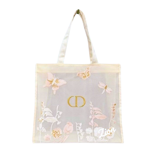 Dior Beauty Embroidered Butterflies and Dragonflies Tote Bag